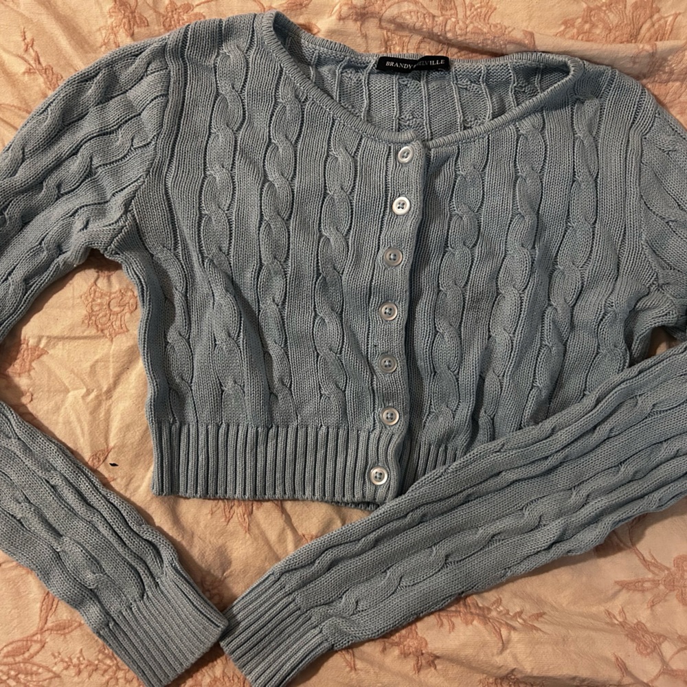 Women's Cable Knit Sweater - Light Blue